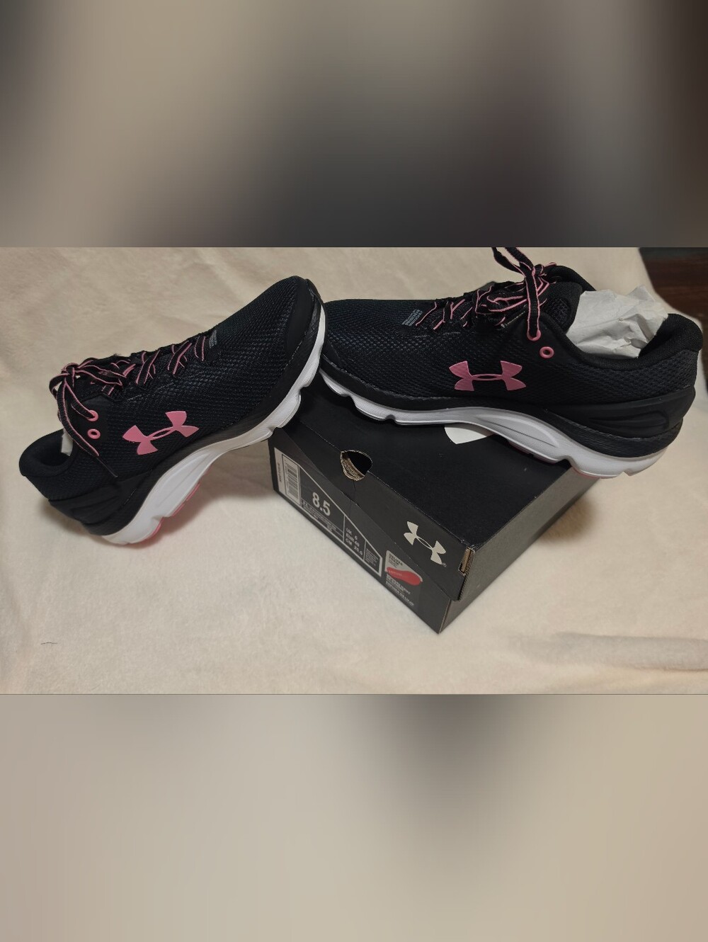 NIB Under Armour Charged Gemini 2020 Women's Running Shoes Black Pink Size 8.5 - Picture 4 of 10